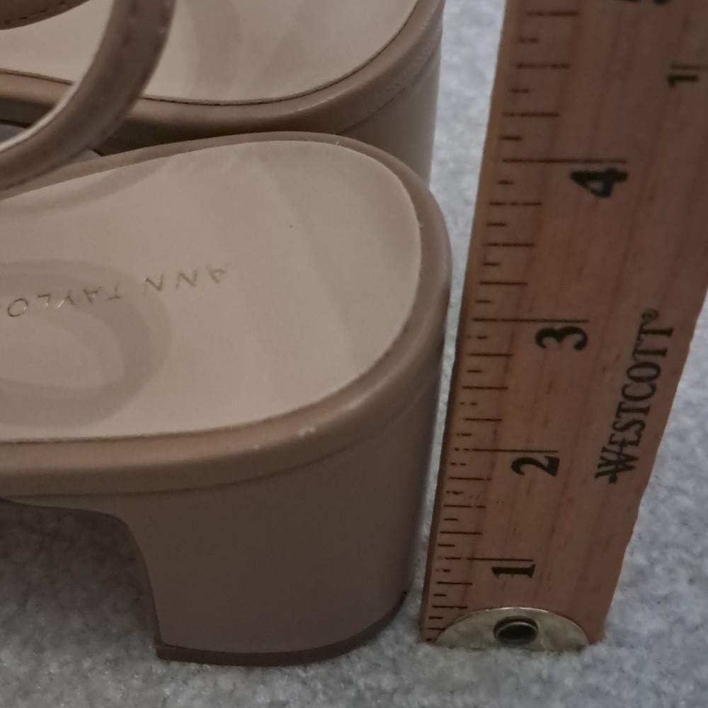 Ann Taylor Slingback Heels Shoes Women's 7.5 Tan Block Heel Classic Leather Work - Picture 8 of 12
